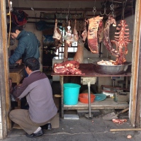 It wasn't uncommon to see meat markets like this.